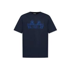 Versace Bedrukt T-shirt , Blue , Heren , Maat: XL
