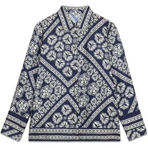 Oltre, Dames, Blouses & Shirts, Blauw, Maat: S Satijn,