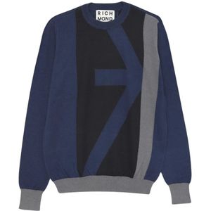 John Richmond, Heren, Truien, Blauw, Maat: L Katoen,