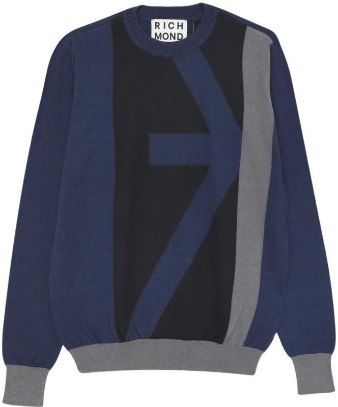 John Richmond, Heren, Truien, Blauw, Maat: L Katoen,