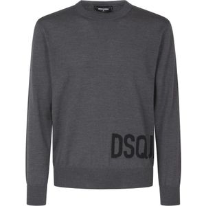 Dsquared2, Heren, Truien, Grijs, Maat: S Wol,