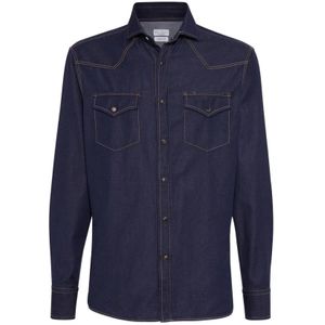 Brunello Cucinelli, Heren, Jassen, Blauw, Maat: L Katoen,