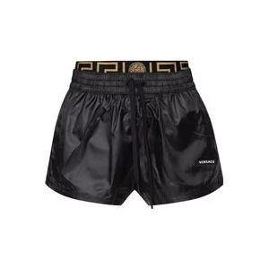 Versace Shorts met logo-patch , Black , Dames , Maat: 2XS