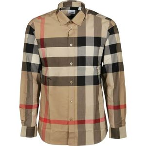 Burberry, Heren, Overhemden, Beige, Maat: 2XL Katoen,