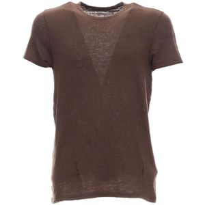 Majestic Filatures, Heren, Tops, Bruin, Maat: M Linnen,