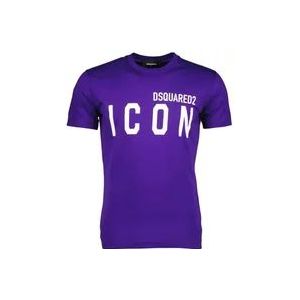 Dsquared2 Klassiek T-Shirt , Purple , Heren , Maat: S