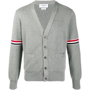 Thom Browne, Heren, Truien, Grijs, Maat: L Wol,