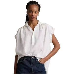 Polo Ralph Lauren - Linnen Popover Shirt - Wit - 100% Linnen