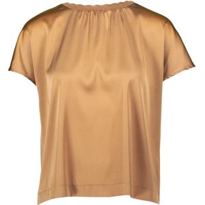 zero - Shirt - Camel - Kwartmouw - Ronde Hals - Effen