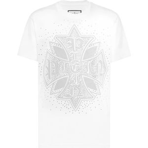 Philipp Plein, Heren, Tops, Wit, Maat: S Katoen,