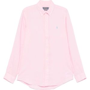 Polo Ralph Lauren, Heren, Overhemden, Roze, Maat: L Linnen,