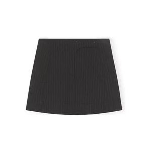 Ganni Elegant Pinstripe Mini Skirt , Black , Dames , Maat: M