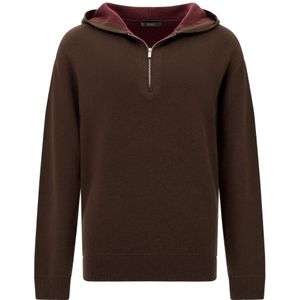 Boggi Milano - Half-Zip Hoodie - Bruin - Wol en Kasjmier