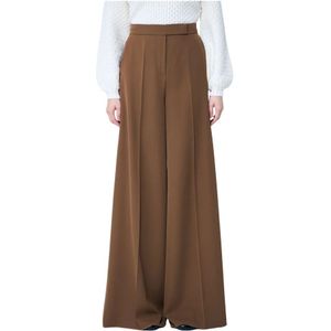 Max Mara, Dames, Broeken, Bruin, Maat: 2XS Wol,