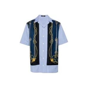 Versace Short Sleeve Hemden , Blue , Heren , Maat: M