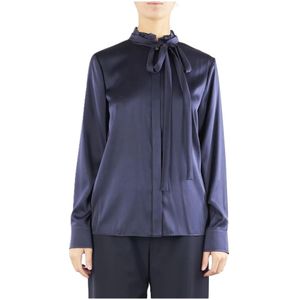 Max Mara Studio, Dames, Blouses & Shirts, Blauw, Maat: XS Zijde,