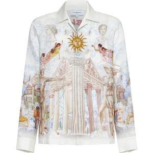 Casablanca, Heren, Overhemden, Veelkleurig, Maat: 2XS Linnen,