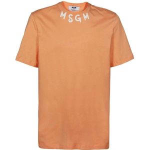 Msgm, Heren, Tops, Oranje, Maat: M Katoen,