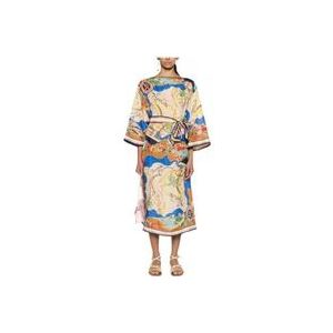 Zimmermann Multicolor zijden midi-jurk met nautische print , Multicolor , Dames , Maat: L
