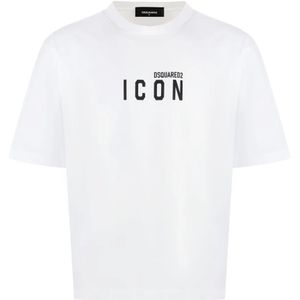 Dsquared2, Heren, Tops, Wit, Maat: M Katoen,