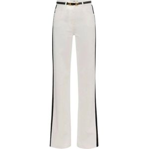 Elisabetta Franchi, Dames, Broeken, Wit, Maat: W27 Katoen,