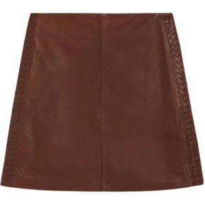 Max Mara, Dames, Rokken, Bruin, Maat: M Leer,