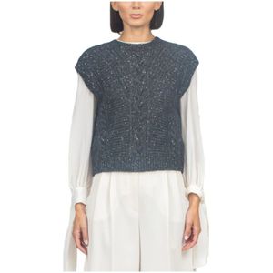 Max Mara Studio, Dames, Truien, Grijs, Maat: XL Polyamide,