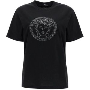 Versace, Dames, Tops, Zwart, Maat: XS Katoen,