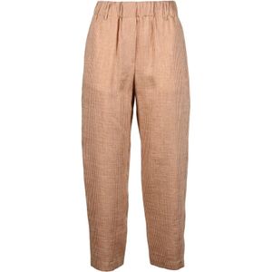 Alysi, Dames, Broeken, Beige, Maat: 2XL Linnen,
