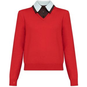 Tory Burch, Dames, Truien, Rood, Maat: M Wol,