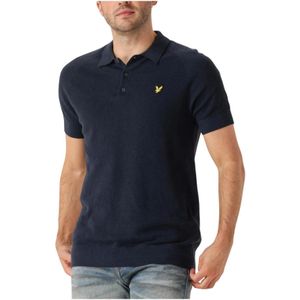 Lyle & Scott - Linnenmix Gebreide Polo - Donkerblauw