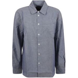 A.p.c., Dames, Blouses & Shirts, Blauw, Maat: XS Katoen,