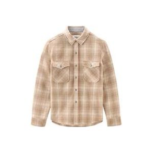 Woolrich Casual Flanellen Katoenen Overhemd , Beige , Heren , Maat: L