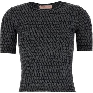 Valentino Garavani, Dames, Tops, Grijs, Maat: L Wol,