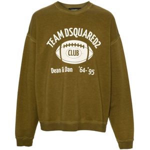 Dsquared2 Groene Sweatshirt met Grafische Print en Ronde Hals , Green , Heren , Maat: S