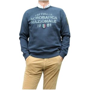Aeronautica Militare, Heren, Sweatshirts & Hoodies, Blauw, Maat: 2XL Katoen,