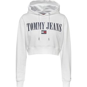 Tommy Jeans, Dames, Sweatshirts & Hoodies, Wit, Maat: XS Katoen,