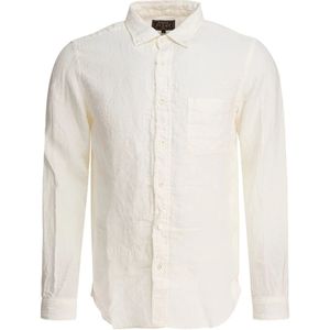 Beams Plus, Heren, Overhemden, Wit, Maat: S Linnen,