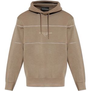 Emporio Armani, Heren, Sweatshirts & Hoodies, Beige, Maat: 2XL Modal,