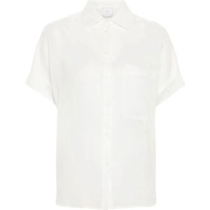 Eleventy, Dames, Blouses & Shirts, Wit, Maat: S Katoen,