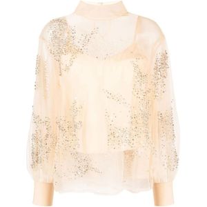 DES Phemmes, Dames, Blouses & Shirts, Beige, Maat: 2XS Nylon,