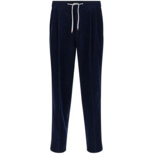 Brunello Cucinelli, Heren, Broeken, Blauw, Maat: S Corduroy,