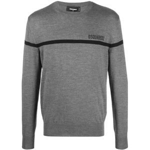 Dsquared2 Ronde Hals Gebreide Trui , Gray , Heren , Maat: XL