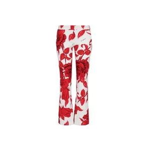 Balmain Crepe broek met rozenprint , Red , Dames , Maat: XS