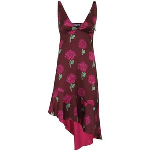 Versace Jeans Couture, Dames, Jurken, Bruin, Maat: 2XS Poliester,