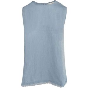 Hést, Dames, Tops, Blauw, Maat: XS Linnen,