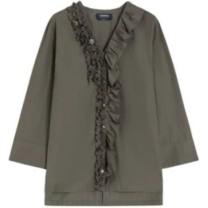 Max Mara, Dames, Blouses & Shirts, Grijs, Maat: XS Leer,
