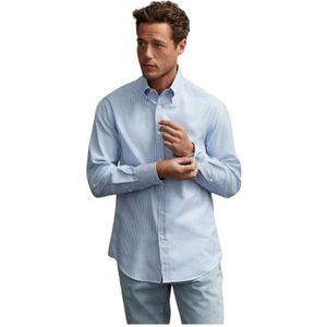 Brunello Cucinelli, Heren, Overhemden, Blauw, Maat: 2XL