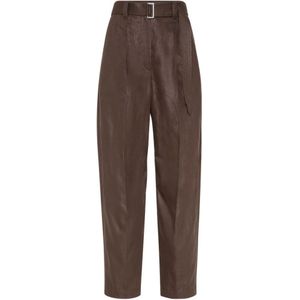 Brunello Cucinelli, Dames, Broeken, Bruin, Maat: M Linnen,