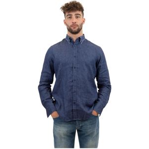Paul & Shark, Heren, Overhemden, Blauw, Maat: M Linnen,
